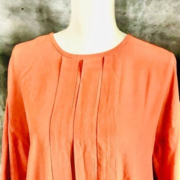 M Missoni Orange Silk Tunic Top Tuck Pleated Front Y - Picture 3 of 9